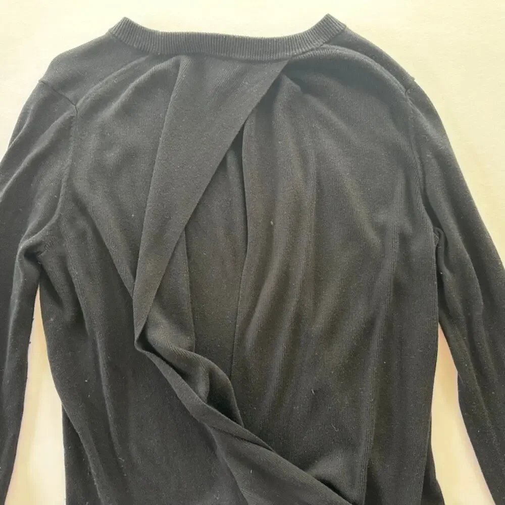 Lululemon Bring It Backbend Sweater Black Size 6 Open Back Tencel Bamboo